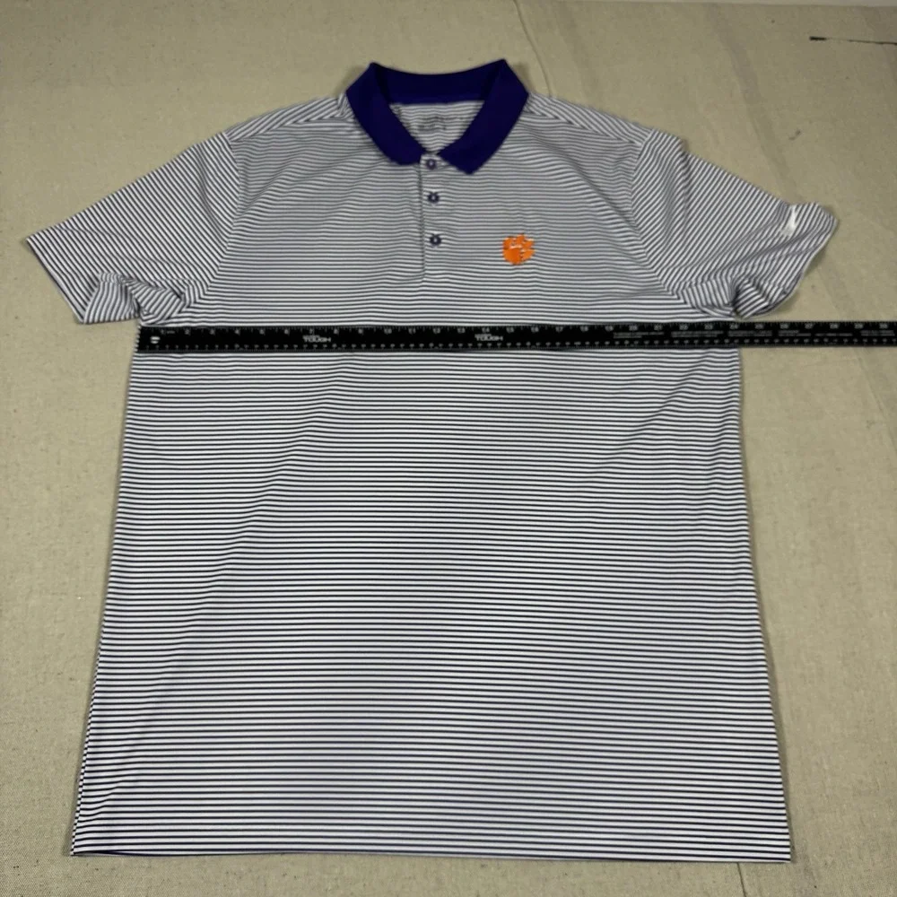 Nike Dri-FIT Clemson Tigers Mens XL‎ Golf Polo Purple Stripes Performance